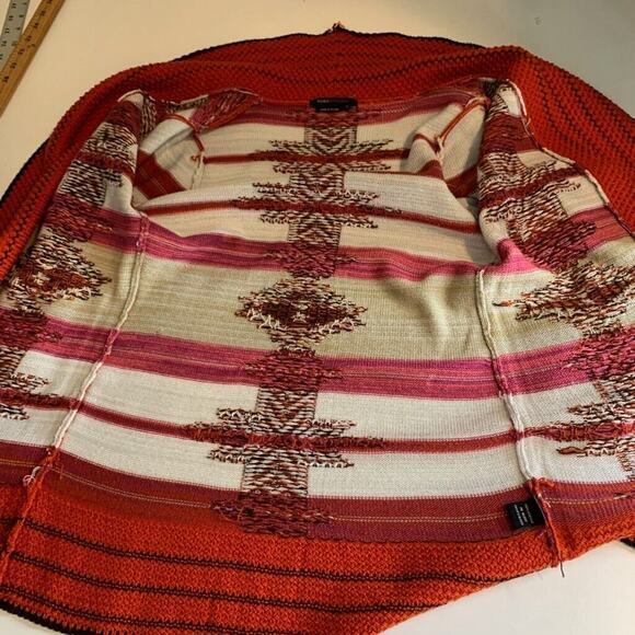 BCBGMaxazria Cardigan Womens L Large Aztec Open Front Draped Crochet Sweater - Picture 8 of 14